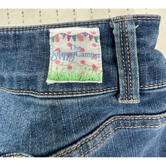 The Scrappy Camper Shorts 16 Denim Upcycled Boho Festival Butterfly Floral OOAK - Picture 9 of 16